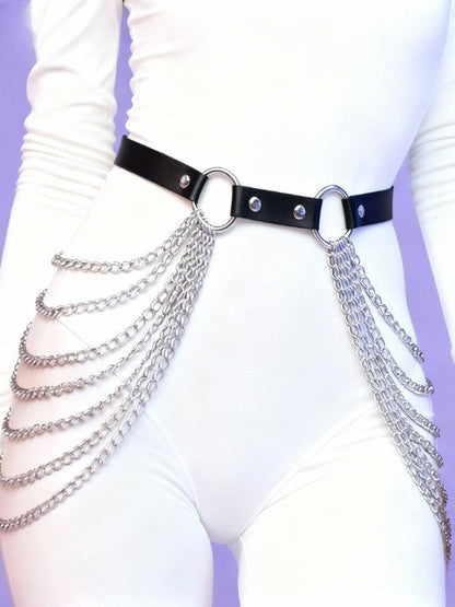 Multi-layered tassel chain exaggerated waist chain belt