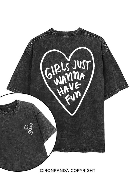 GIRLS JUST WANNA HAVE FUN printed Gym Shirt