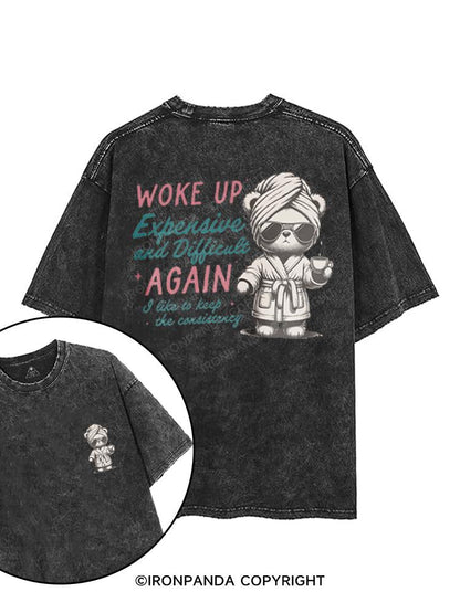 WOKE UP EXPENSIVE AND DIFFICULT AGAIN printed Gym Shirt