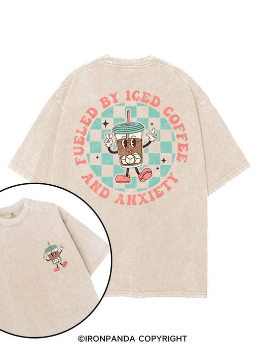 FUELED BY ICED COFFEE AND ANXIETY printed Gym Shirt