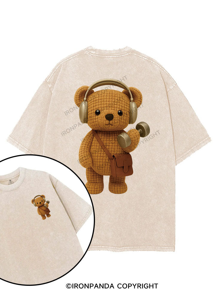 LIFT WITH BEAR BEATS printed Gym Shirt