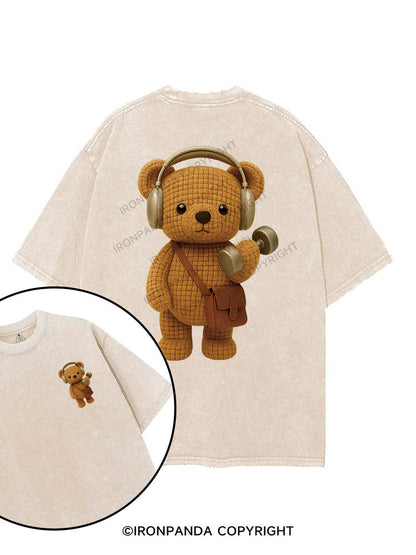 LIFT WITH BEAR BEATS printed Gym Shirt