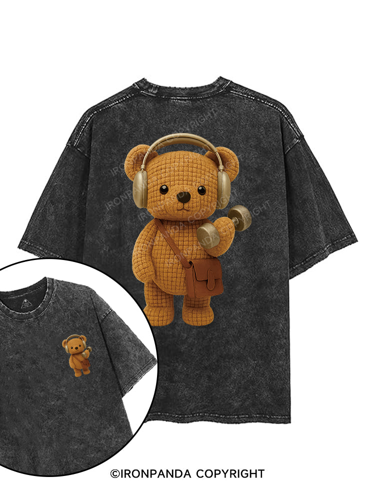 LIFT WITH BEAR BEATS printed Gym Shirt